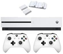 کنسول بازی مایکروسافت مدل Xbox One S با ظرفیت 1 ترابایت به همراه دسته اضافه سفید و داک شارژ